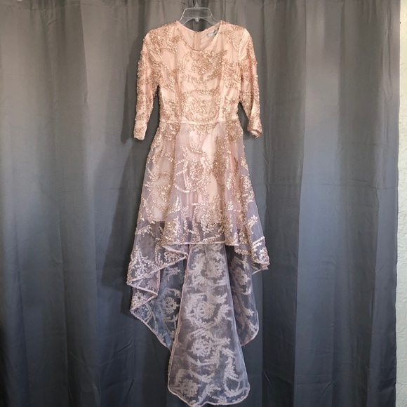 Baby pink high low prom dress - Picture 1 of 7